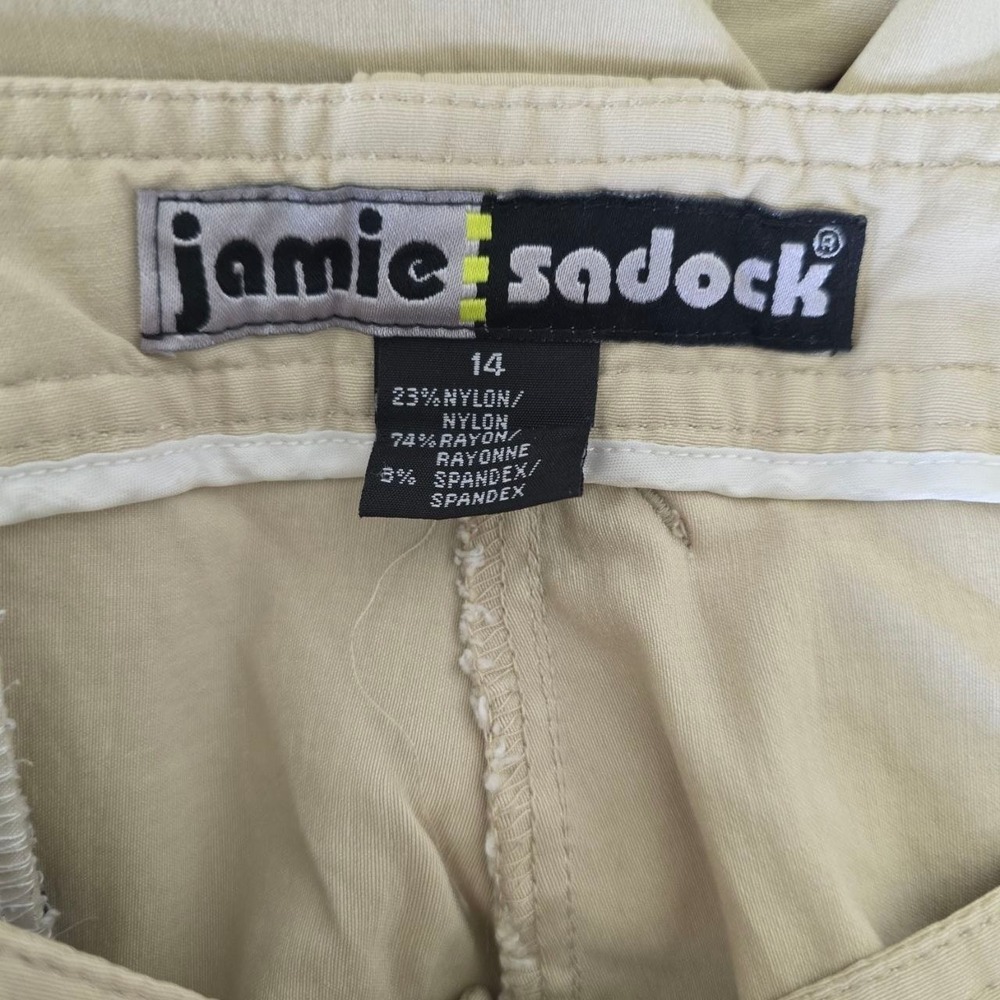 Jamie Sadock Womens Tan Khaki Golf Capri Pants Zipper Pockets Size 14 11331 - Picture 7 of 9